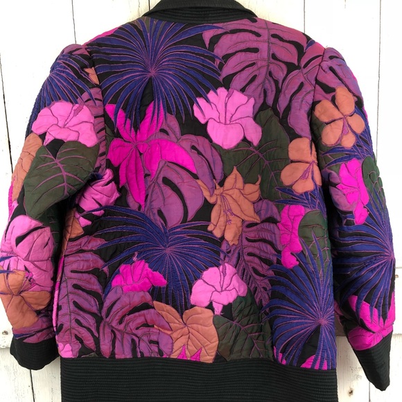 *SALE* Vintage Floral Print Silk Jacket - Picture 4 of 6